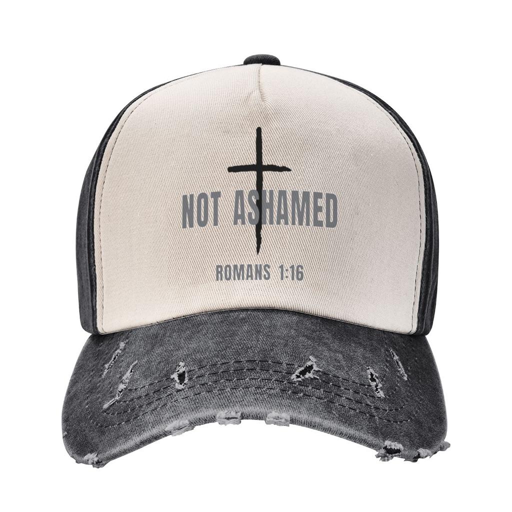 Not Ashamed Of The Gospel Trucker Hat Merch Vintage Distressed Denim Romans 1 16 Baseball Cap For Unisex Style Adjustable