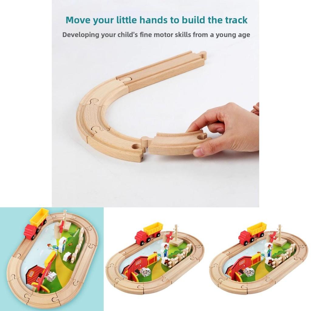 Деревянная Ферма Трек Сцена Строительные Блоки Детский Набор Игрушек Для Детей Развивающая Игра