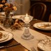 1Pc Vintage Cut Pattern Crystal Glass Candle Holder Three-Layer Segmented Design, Transparent Embossed Bowl + Crystal Ball + Patterned Base Luxurious