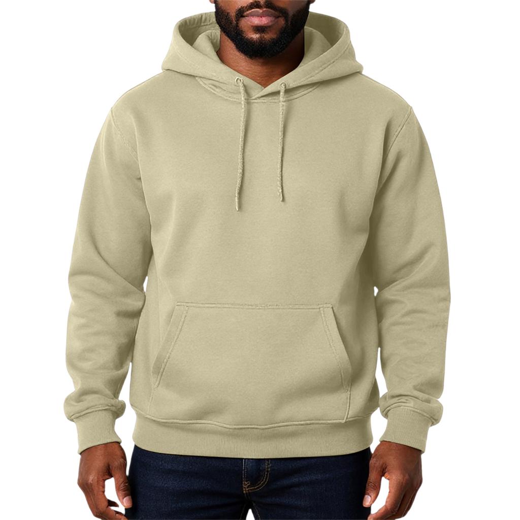 Men's Solid Color Adding Fleece Loose Hooded Hood Hoodie