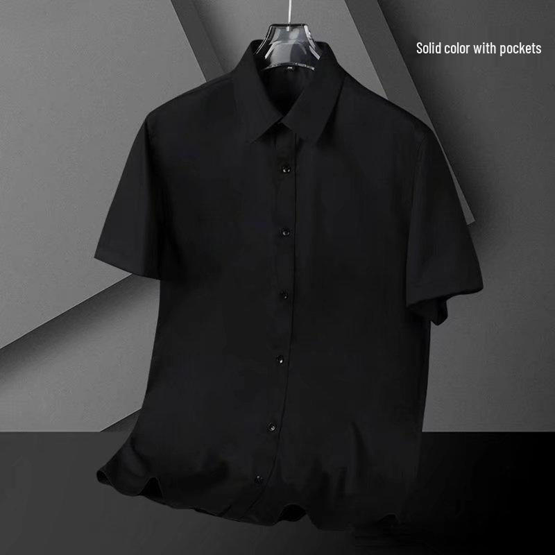 Мужская белая футболка с коротким рукавом и черная рубашка с длинным рукавом - Стильная летняя повседневная и деловая одежда