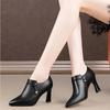Luxury Women Fashion High Quality Zipper Short Ankle Women's Spring Boots Lady Brown Black Boot Autumn Shoes Leather Pumps 40