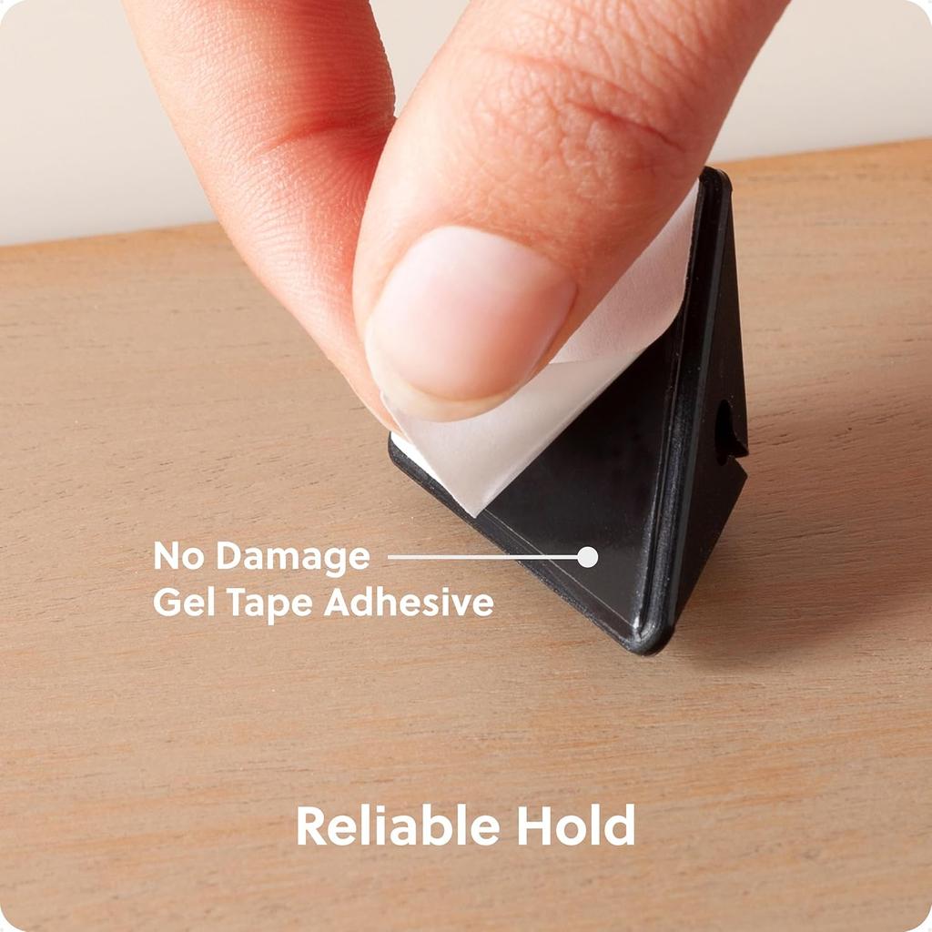 Самоклеящиеся пирамидальные органайзеры для проводов U Brands, набор из 12 кабельных зажимов, аксессуары для офисного стола, канцелярские товары, матовый черный с мягким покрытием