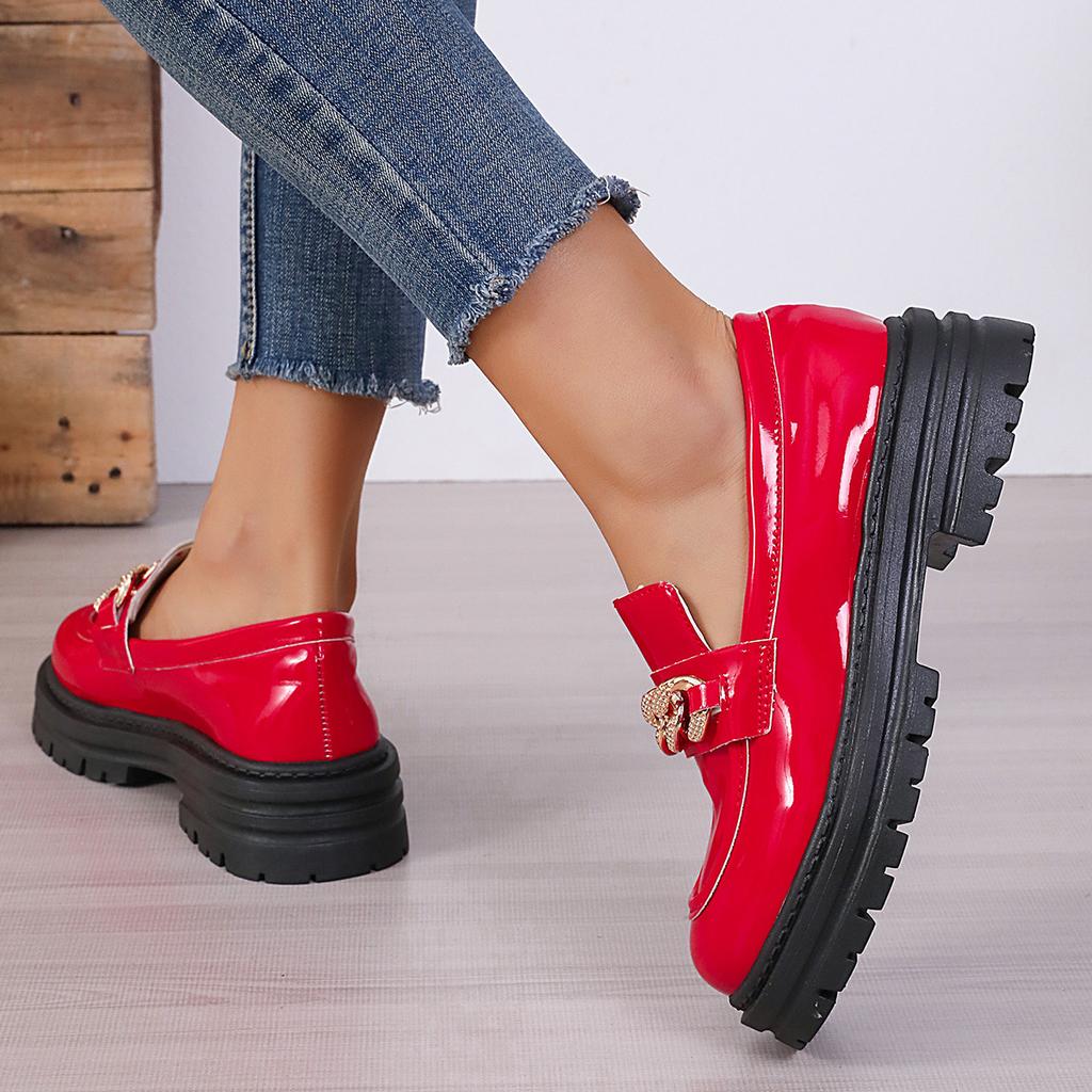 Модные женские мокасины 2024 года, новая осенняя толстая подошва, черная юбка, британский стиль, маленькие кожаные туфли, туфли на платформе, каблуки Zapatos De Mujer