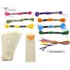 6Pcs Wood Rectangle Bookmark Cross Stitch Embroidery DIY Children Craft Art Kit