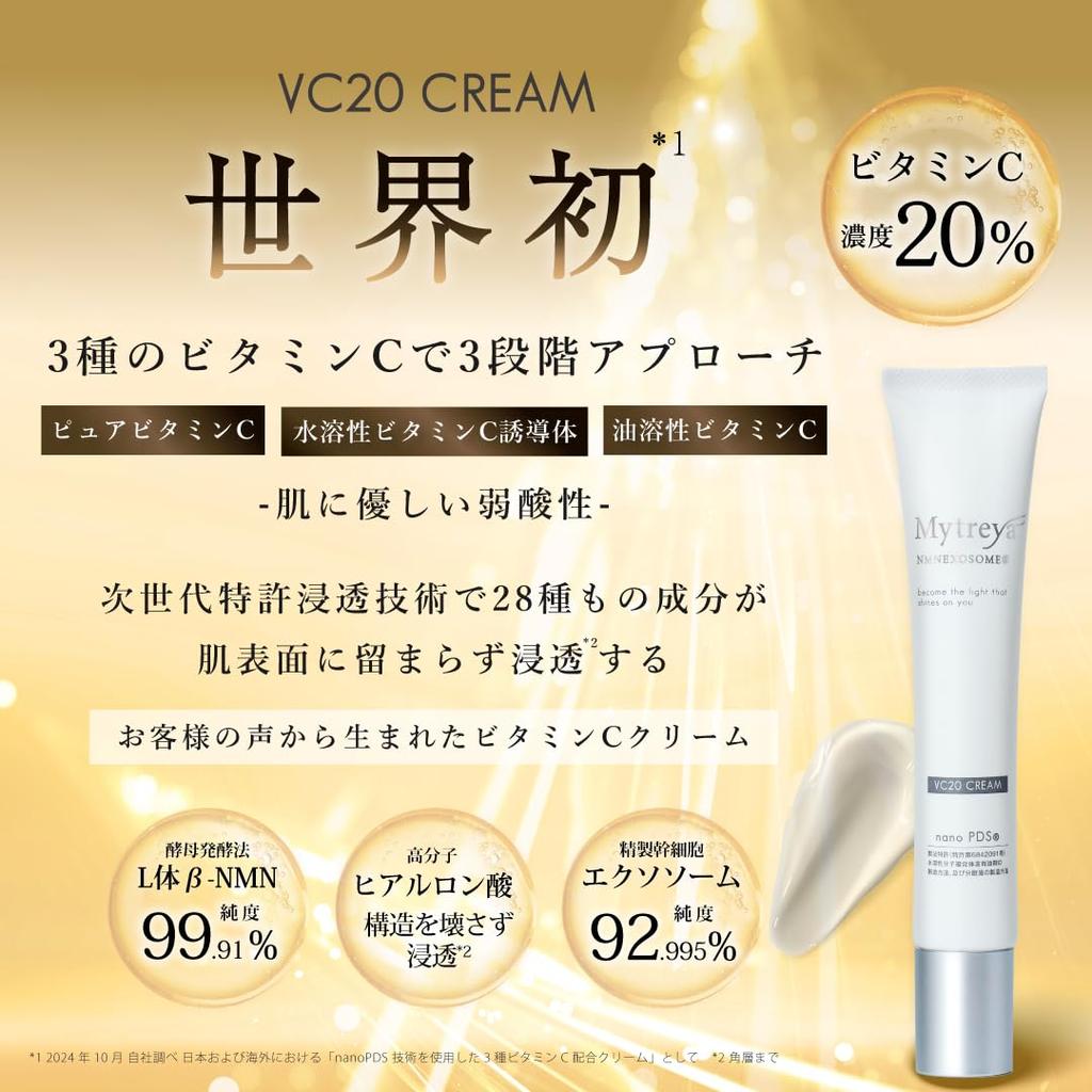 Mytreya VC20 CREAM Запатентованная технология проникновения nanoPDS 3 типа крема с высокой концентрацией витамина C NMN Exosome Гиалуроновая кислота Поры Пятна Старение