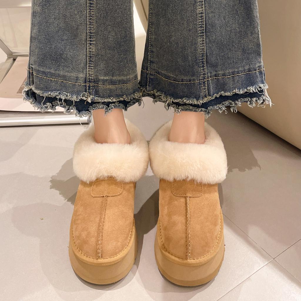 Теплые зимние ботинки для женщин осень-зима новая корейская версия неглубокий носок толстая подошва толстые зимние хлопковые ботинки теплая хлопковая обувь