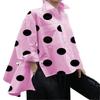 Hem Large Size Patch Women Pocket Side Sleeve Split High Low Shirt Summer Dot Print Loose Shirt