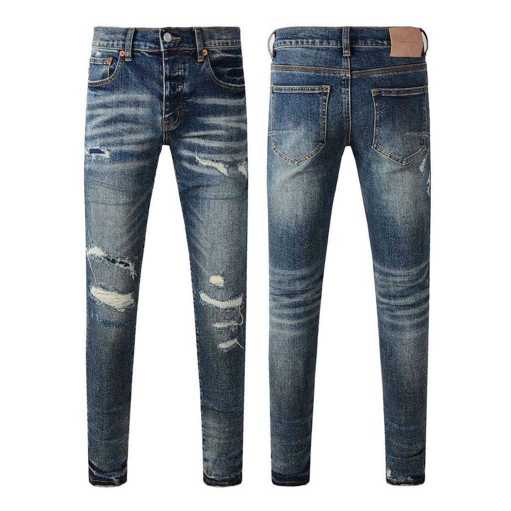 BeatStreet High Street Американские Мужские Джинсы с Эффектом Потертости Модный Бренд С Покрытием Однотонные Эластичные Скинни На Пуговицах Рваные Брюки
