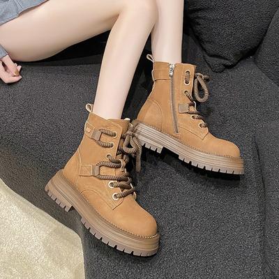 Модные женские ботинки на платформе с пряжкой на ремне, ботильоны на толстом каблуке, со шнуровкой, женские кожаные короткие ботинки с боковой молнией, женская обувь