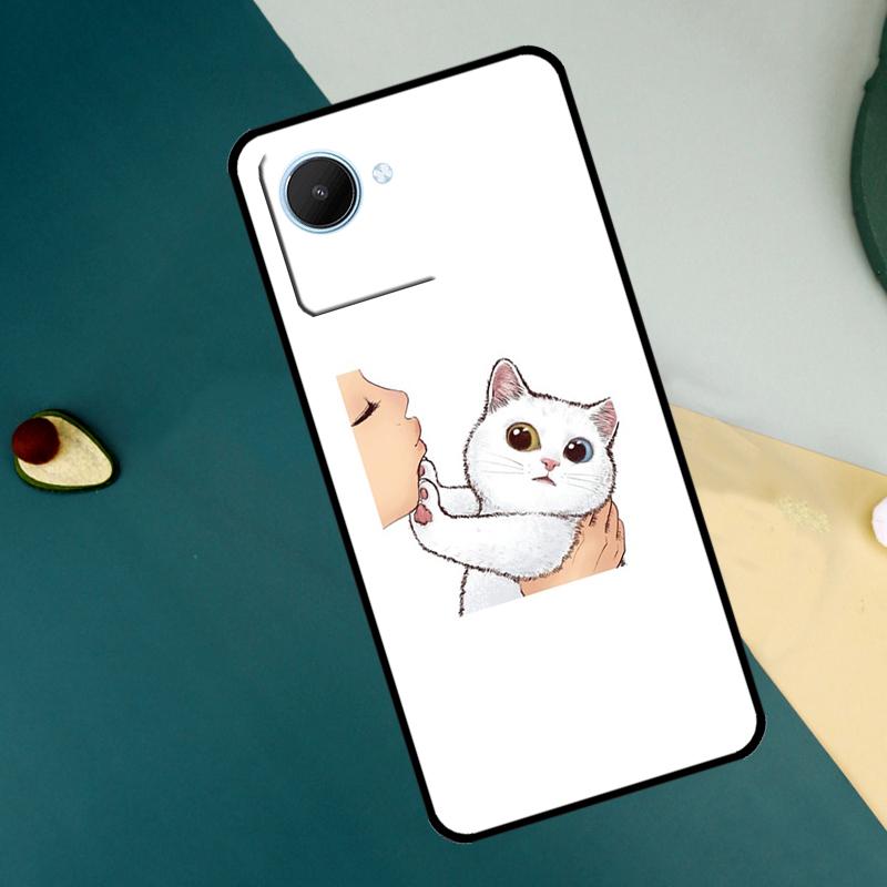Милый мультяшный котенок с поцелуем Чехол для Realme GT7 Pro GT6 C67 C65 C63 C61 C55 C53 C51 C35 C71 C75 11 12 13 14 15 Pro Plus