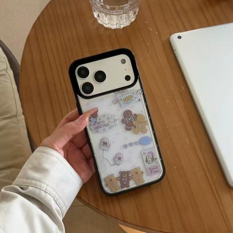 Чехол для телефона "Пряничный человечек Лил Бир": Совместимо с Apple 13-17 Promax, Дизайн с большим отверстием, Черная рамка, для моделей 14-16 Pro