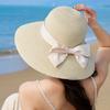 Ladies Straw Hat Sun Hat Bow Elegant Resort Beach Hat Sun Hat Big Brim