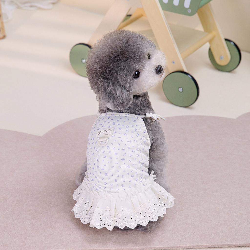Pet Clothes Spring and Summer New Suspender Princess Dress Tulip Suspender Teddy Dog Small Fresh Floral Pit Strip Skirt