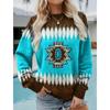 Bohemian Women's Autumn And Winter Round Neck Long Sleeved Fashions Retro Color Blocked Printed Sweatshirt Casual Top