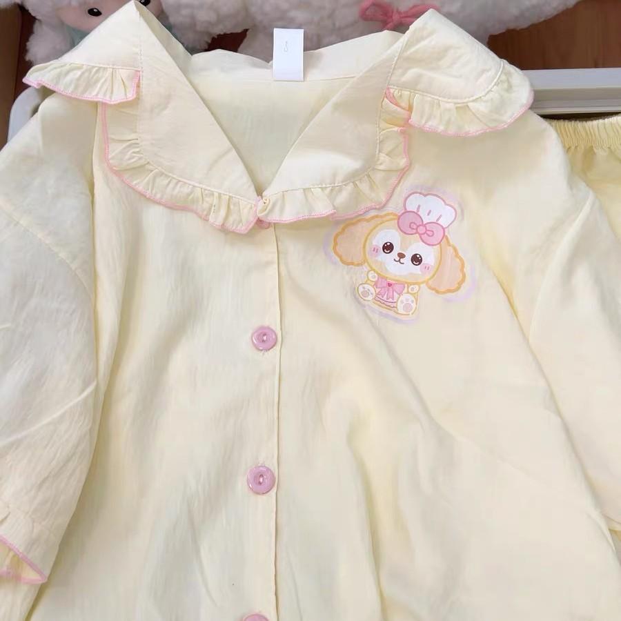 Soft cute princess style lace butter cake pajamas women's summer short-sleeved shorts set student dormitory loungewear