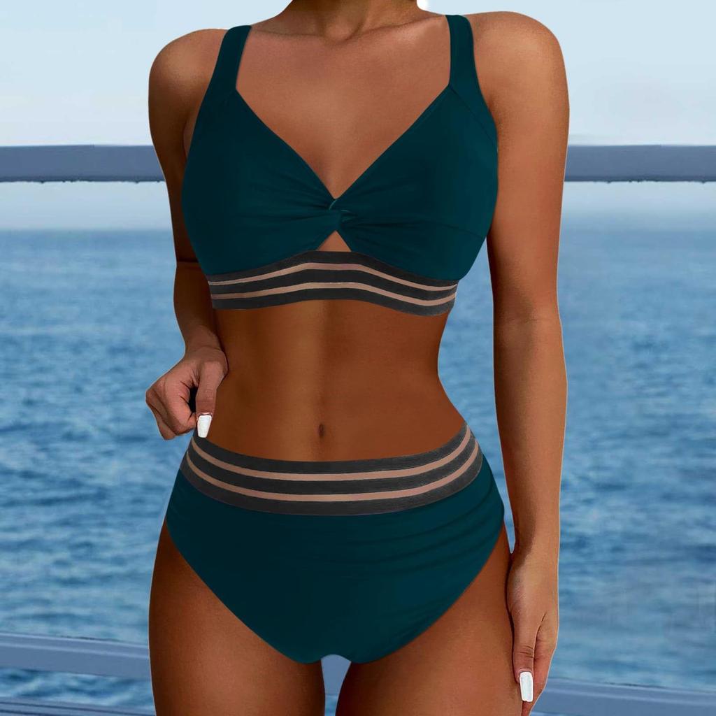 Женский раздельный модный бикини однотонный сексуальный с бюстгальтером без стального бюстгальтера купальник