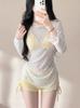 1011 new blouse three-piece split bikini swimsuit for women's sexy and thin conservative women's vacation hot spring swimsuit