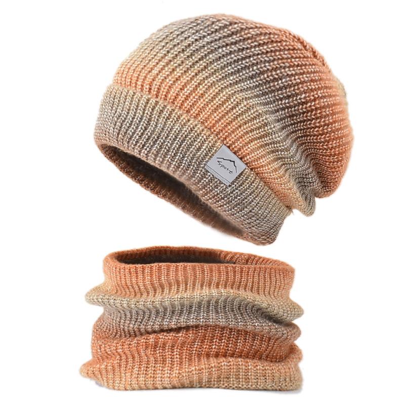 Women's Winter Knitted Woolen Warmth Hat Scarf Two Piece Ear Protection Cap