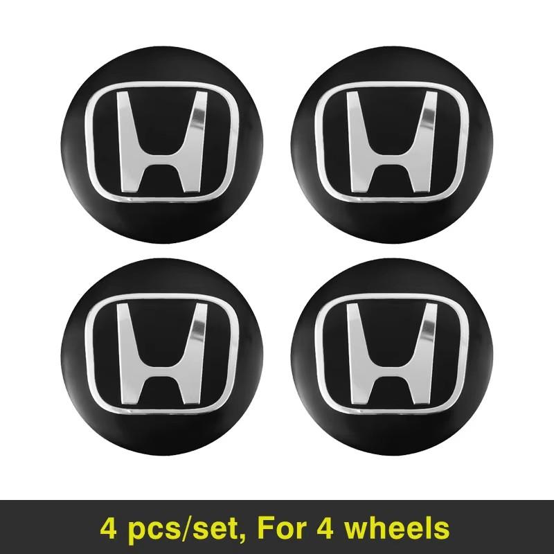 CKBSX1 4Pcs Aluminum Car Wheel Hub Cap Stickers Emblem Accessories For Honda Pilot Odyssey Civic HR-V Prologue ZR-V Passport Fit Freed