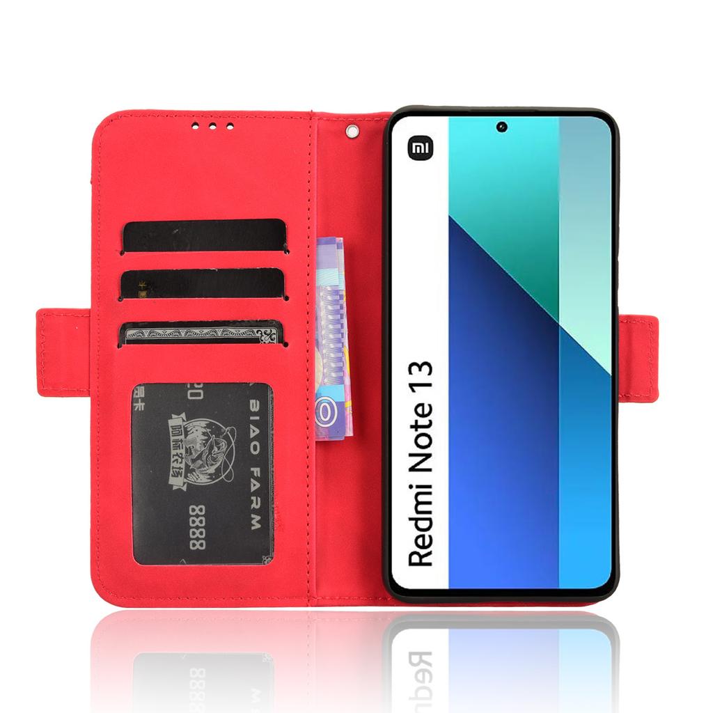 Кожаный чехол-книжка для Xiaomi Redmi Note 13 4G с несколькими отделениями для карт