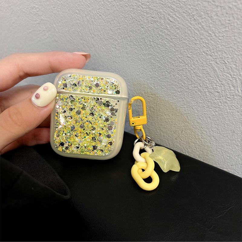 Блестящий чехол для наушников Airpodspro 2-го поколения Защитный чехол Apple Airpods3/4 Звездный кулон Женская модель