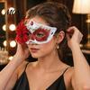Fancy Dress Accessory Masquerade Masque for Women, Glitter Venetian Half Face with Side Floral Party Flower And Feather Halloween Costume, Mardi Gras,