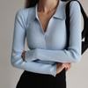 2025 Polo Neck Knitted Pullovers Sweepers Women Осень Зима Primer Shirt Long Sleeve Turn-Down Vorot Short Jempers Tops Solid One Size