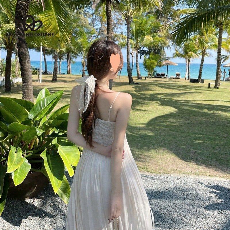 Элегантное кружевное платье на бретельках с русалкой во французском стиле, новое летнее женское элегантное модное повседневное пляжное платье в стиле ретро