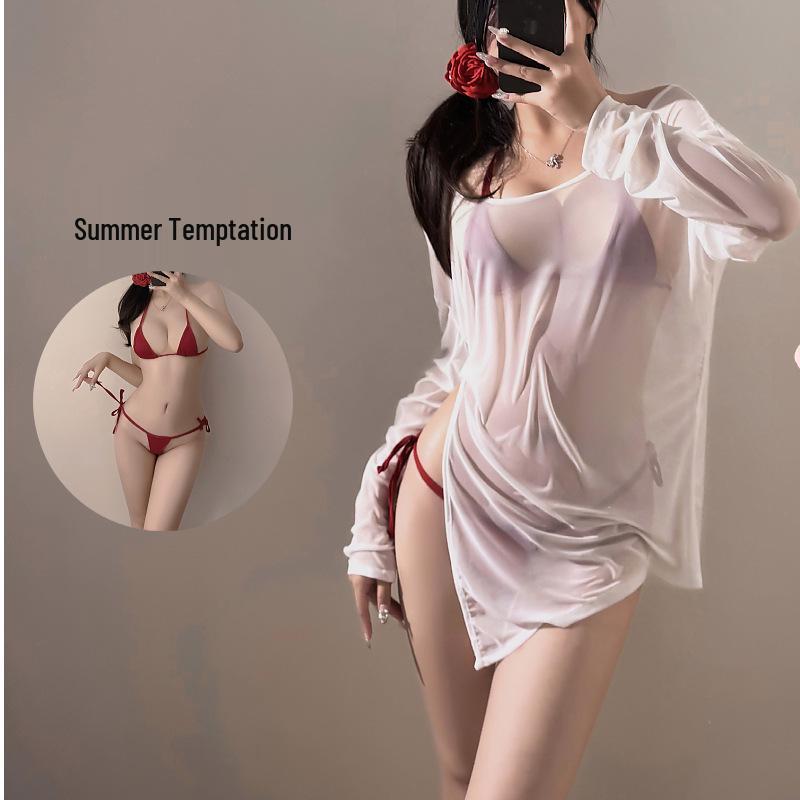 Alluring Sheer Long Sleeve Beach Cover-Up – Plus Size Available