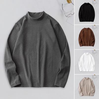 Осень-зима Мужской топ-топ Slim Fit Толстый плюшевый полувысокий воротник-пуловер Эластичный