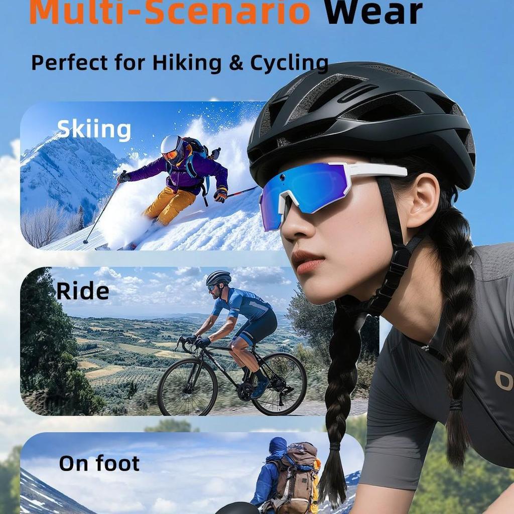 AI Smart Glasses with 800W Camera & Anti-Shake for Outdoor Cycling