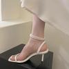 Fashion 2025 Summer Thin Heels Women's Fashion Square Head High Heel Sandals All-Match Ankle Pearl Chain Luxury Party Heels Shoes