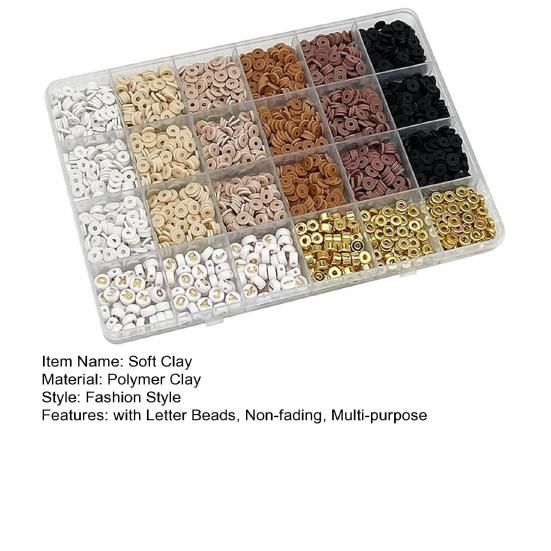 2414Pcs Clay Beads Bracelet Making Kit 6 Color with Letter Beads Non-fading Multi-purpose Soft Clay Beads Jewelry Making