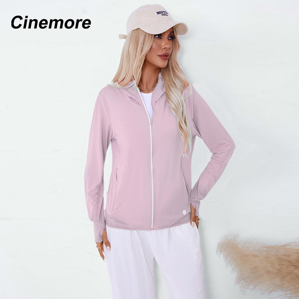 Cinemore Женская летняя модная тонкая солнцезащитная куртка с защитой от ультрафиолета, повседневная ветровка с капюшоном и длинными рукавами, ветрозащитное пальто, верхняя одежда