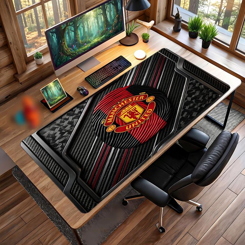 Большой игровой коврик для мыши Manchester United, нескользящий, мягкая резина, для офисного стола, ноутбука, компьютера, Декор