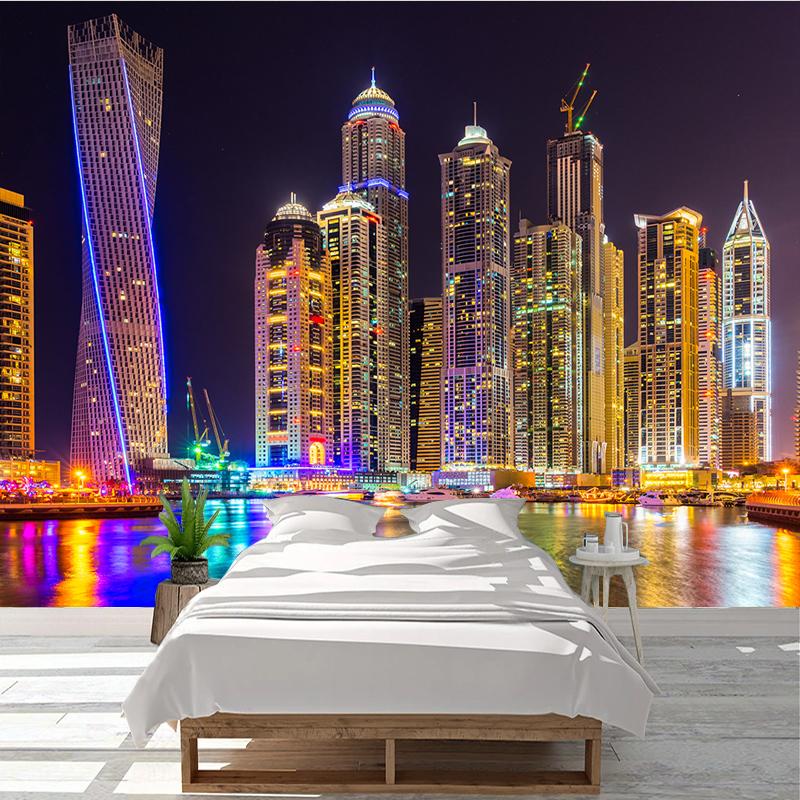 3D обои Яркие огни города Тусклый ночной телевизор КТВ Бар Гостиная Диван Индивидуальные большие настенные обои для стен Контактная бумага