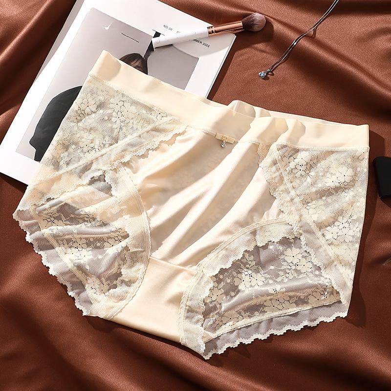 Large Size Briefs Light Luxury Women's Underwear Sexy Lace Jacquard Panties Breathable Crotch Underpants for Women