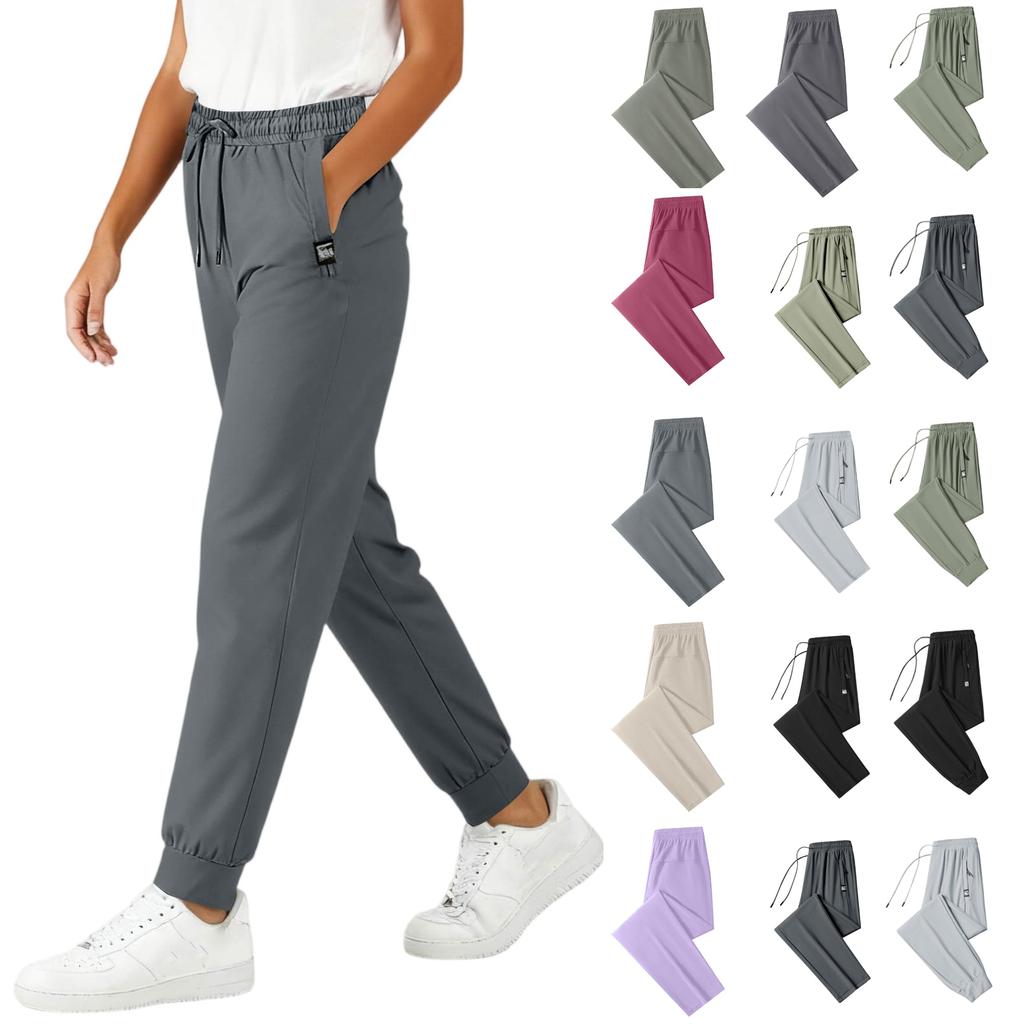 Women's Casual Pants High-waisted Belted Jogging Pants With Pockets
