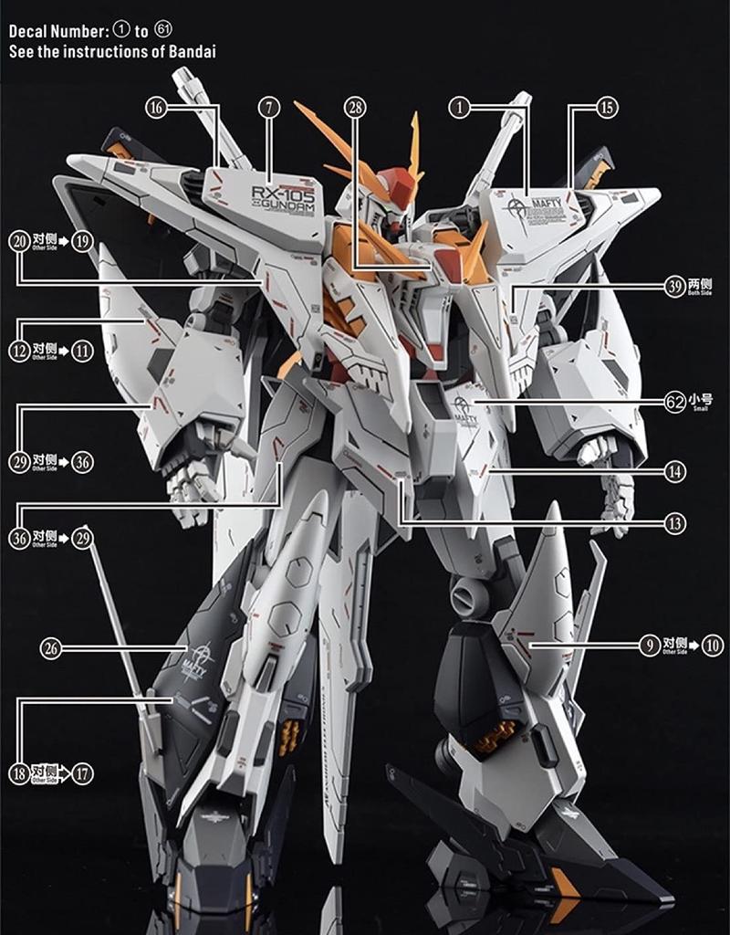 Fluorescent HG RG MG PG RE HiRM Robot MS Detail-Up Water-Transfer Decals (for HGUC 1144 Xi Gundam (Kssie Gundam))