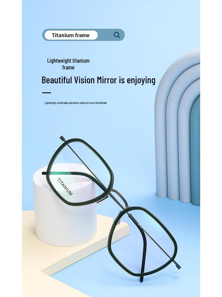 Linde Pure Titanium Women's Literary Fashion Glasses, Retro Acetate Frame for Business or Commute, Unisex Style