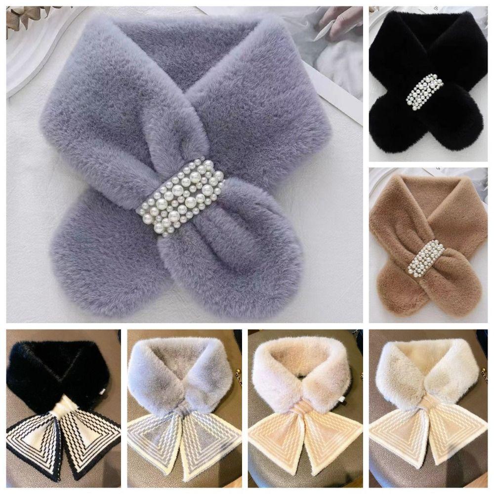 Long Thicken Neck Scarf Keep Warm Fluffy Knitting Neck Shawlrf Knitting Cross Scarf Autumn/Winter