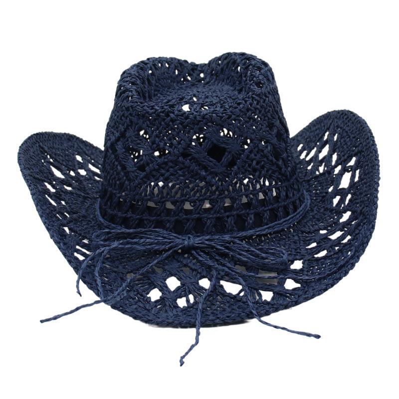 Hand-woven Holiday Beach Hat Western Cowboy Straw Hat Sun Hat Hollow Jazz Hat Men and Women Tide