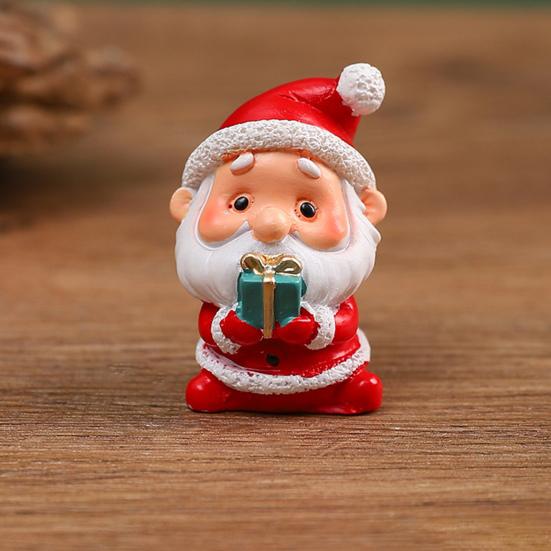 Christmas Miniature Figurines Mini Resin Santa Claus/Snowman/Tree/Bear/Rabbit Figurine 3D Cute Christmas Statue for Home Desk Decor Dollhouse
