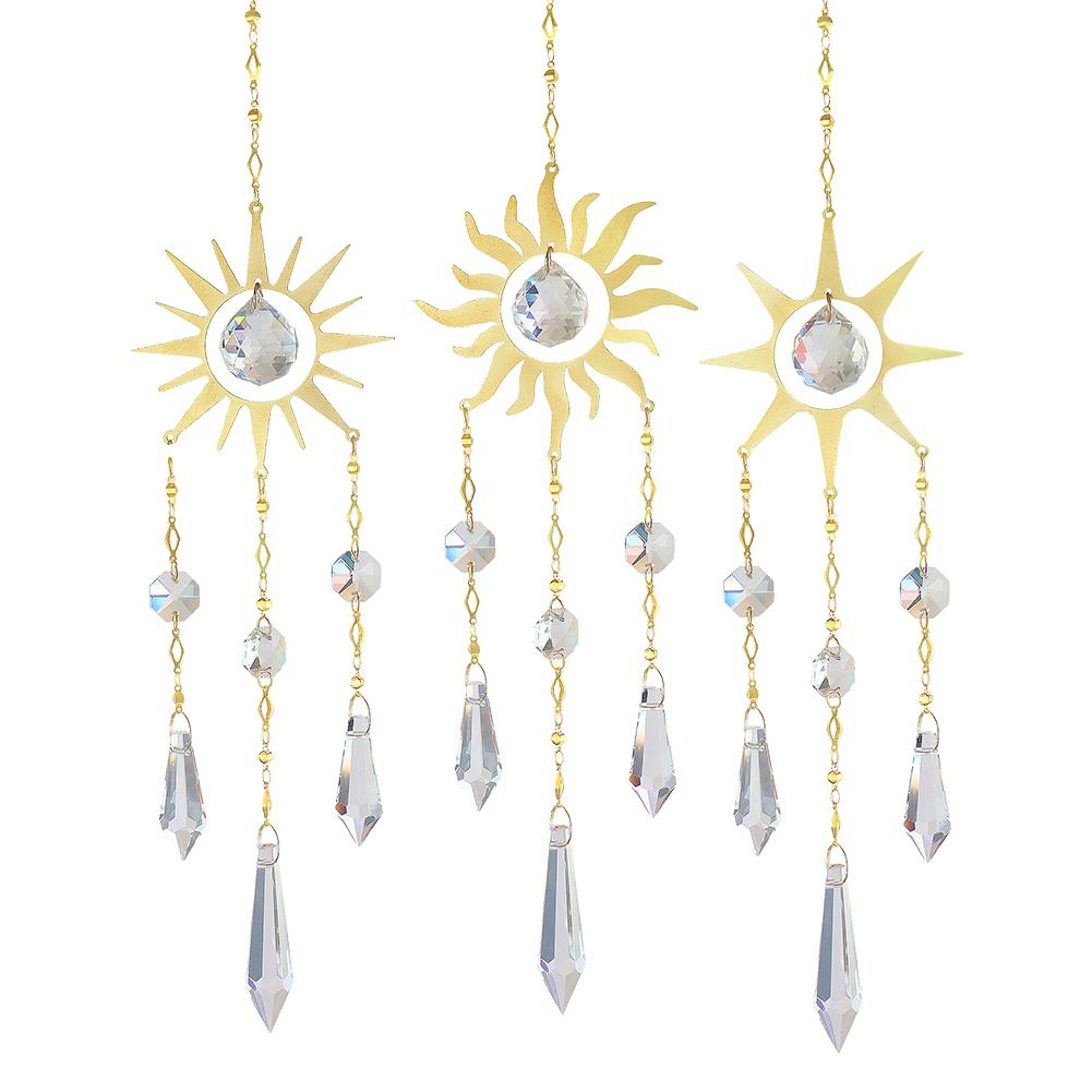 Crystal Prisms Light Catcher Windchimes Hexagon Wind Chime Garden Decor Hanging Window Ornament Chandelier Home Decoration