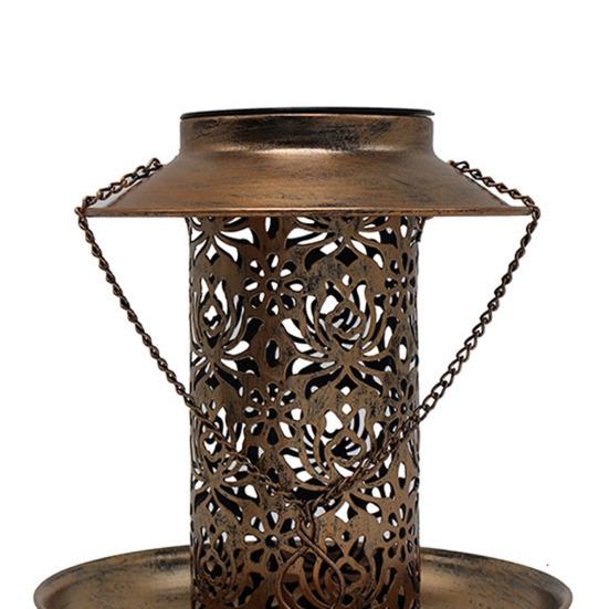 Наружная подвесная кормушка для птиц с солнечным светом, полый узор, водонепроницаемый антикоррозийный держатель для еды для колибри, садовый фонарь