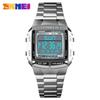 SKMEI 1381 Men Analog Digital Watch Fashion Casual Sports Wristwatch 2 Time 5 Alarm 3ATM Waterproof Stainless Steel Strap