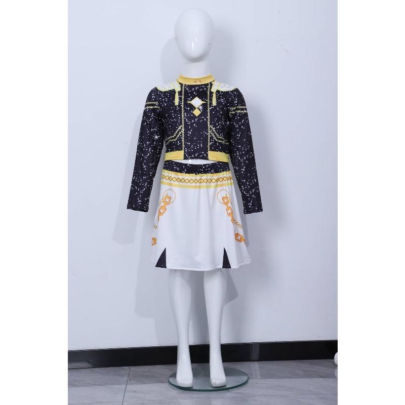 Girls Kids K-POP Singer Stage Rumi Zoey Mira Printing Outfit Halloween Cosplay Costume for Carnival Party Pretend Game Role Playing Dress Up Suit