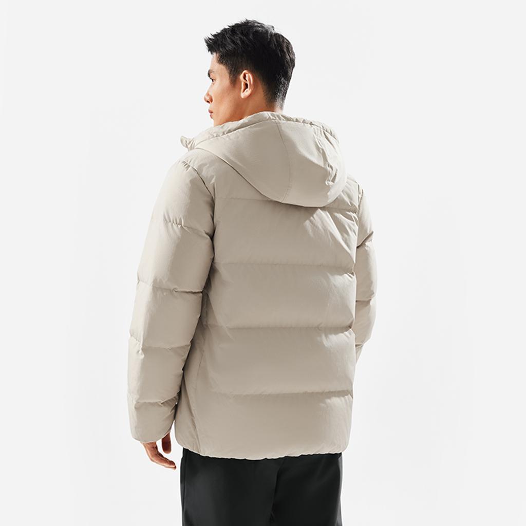 Li Ning Fitness Series Water-Resistant Infrared Thermal Casual Hooded Short Zipper Down Jacket Men Outerwear Dusty-Gray AYMV767-3