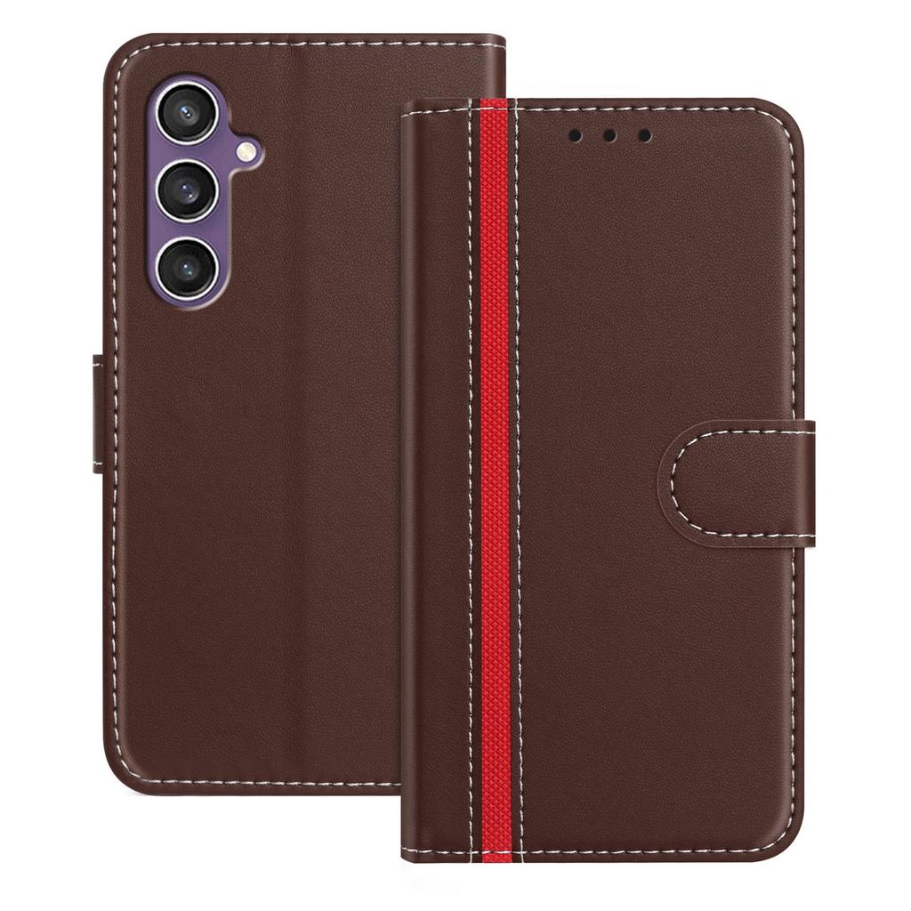 For Samsung Galaxy S23 FE Phone Cases Wallet Stand Color Splicing Leather Cover with Magnetic Clasp